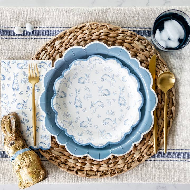 Blue Scalloped Edge Dinner Plates