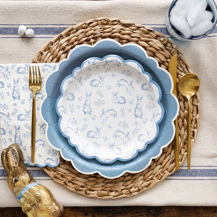 Blue Scalloped Edge Dinner Plates