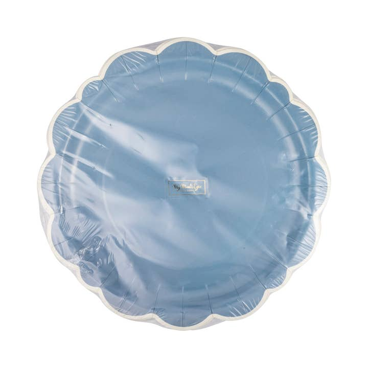 Blue Scalloped Edge Dinner Plates