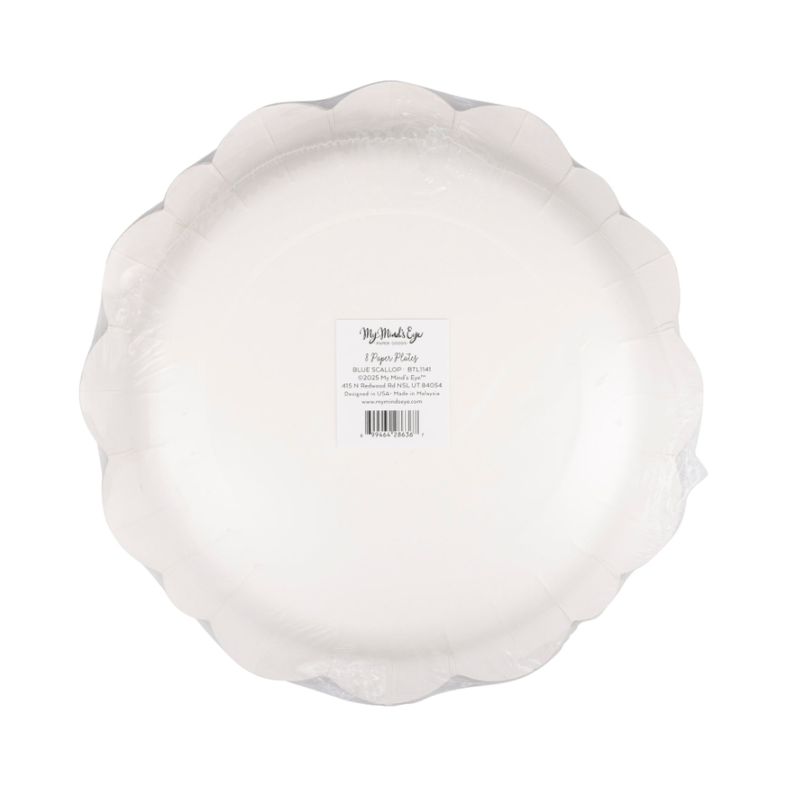 Blue Scalloped Edge Dinner Plates