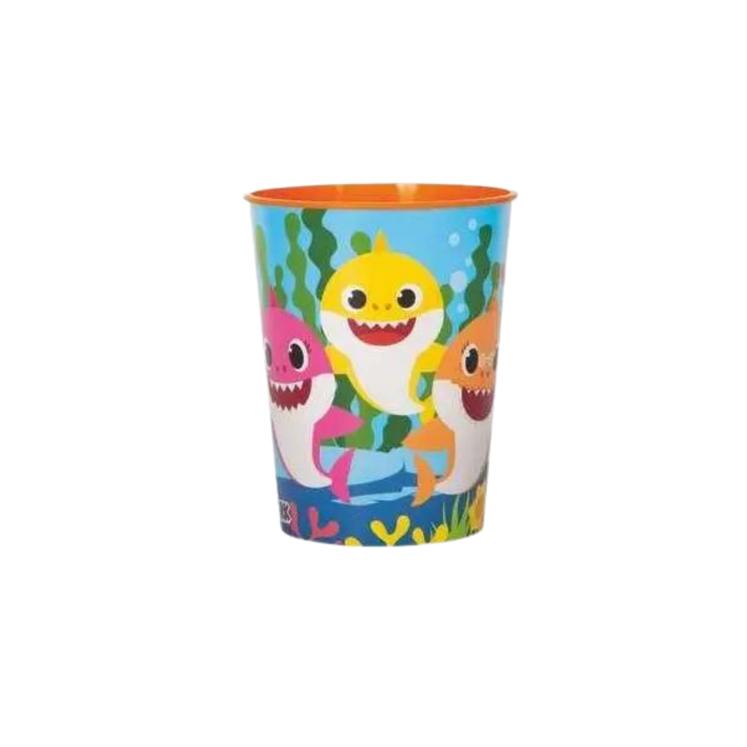 Blue and Orange Baby Shark Plastic Cup