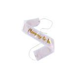 Pink mommy to be sash with gold letters baby shower from Parte Haus party supply store in Bethesda MD