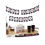 Black pink bachelorette party kit with cups plates banner and sashes bachelorette theme from Parte Haus party supply store in Bethesda MD