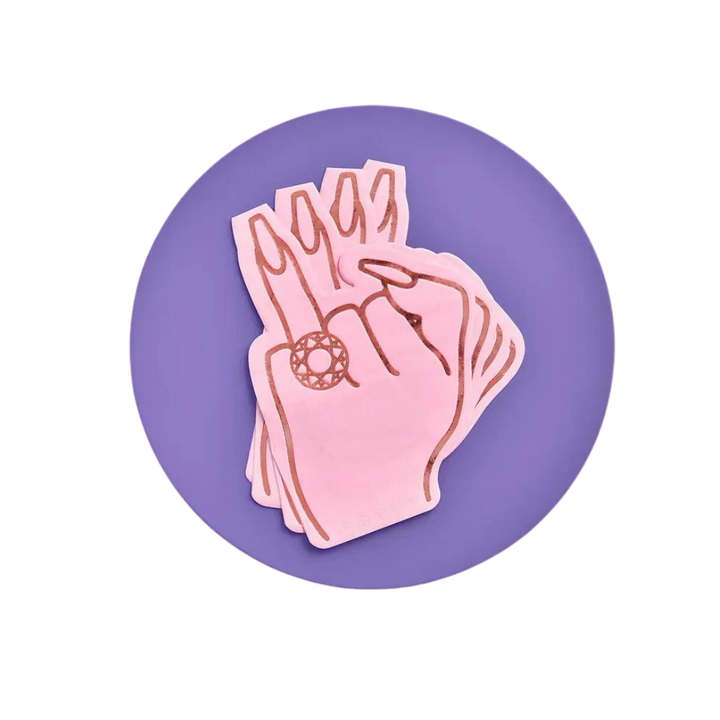 Pink and Rose Gold Bachelorette Party Hand Shaped Cocktail Napkins