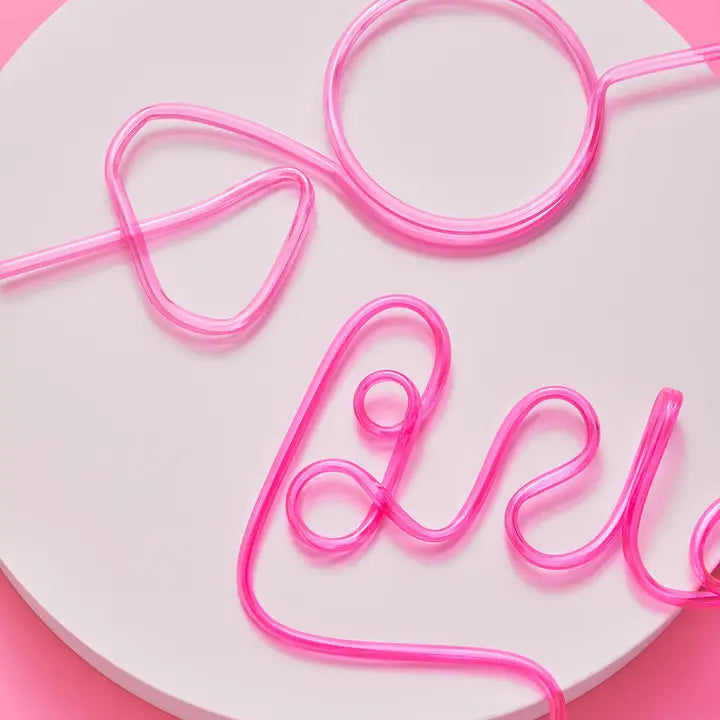 Pink bachelorette straw set novelty straws for bridal shower from Parte Haus party supply store in Bethesda MD
