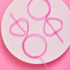 Pink novelty straw set with fun shapes bridal shower theme from Parte Haus party supply store in Bethesda MD
