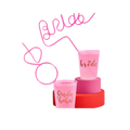 Pink bachelorette straw set with bride and bride’s babes cups bridal shower from Parte Haus party supply store in Bethesda MD