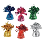 Blue pink green gold red silver metallic balloon weights for birthday events from Parte Haus party supply store in Bethesda Maryland