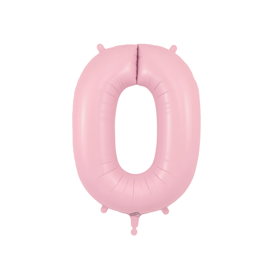 Satin Pink Number 0 - 9 Foil Balloon, 34in