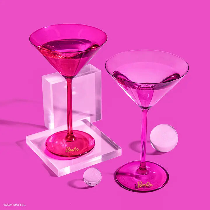Hot pink Barbie martini glasses modern design for celebrations from Parte Haus party supply store in Bethesda Maryland