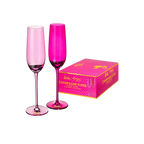 Pink Barbie champagne flutes set for celebration from Parte Haus party supply store in Bethesda MD
