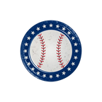 blue baseball plate with white stars kids birthday sports theme from Parte Haus party supply store in Bethesda MD
