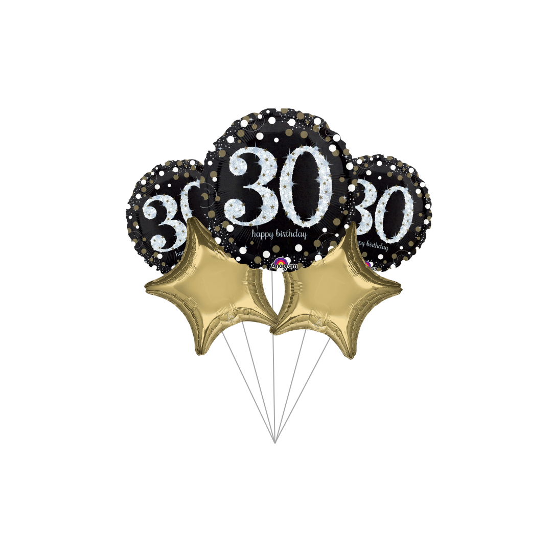 Sparkling Celebration 30th Birthday Basic Balloon Bundle (Pre-Packaged)