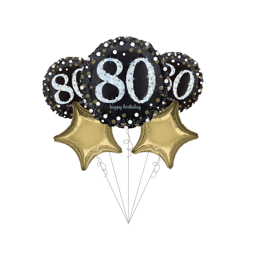 80th Sparkling Birthday Balloon Bundle
