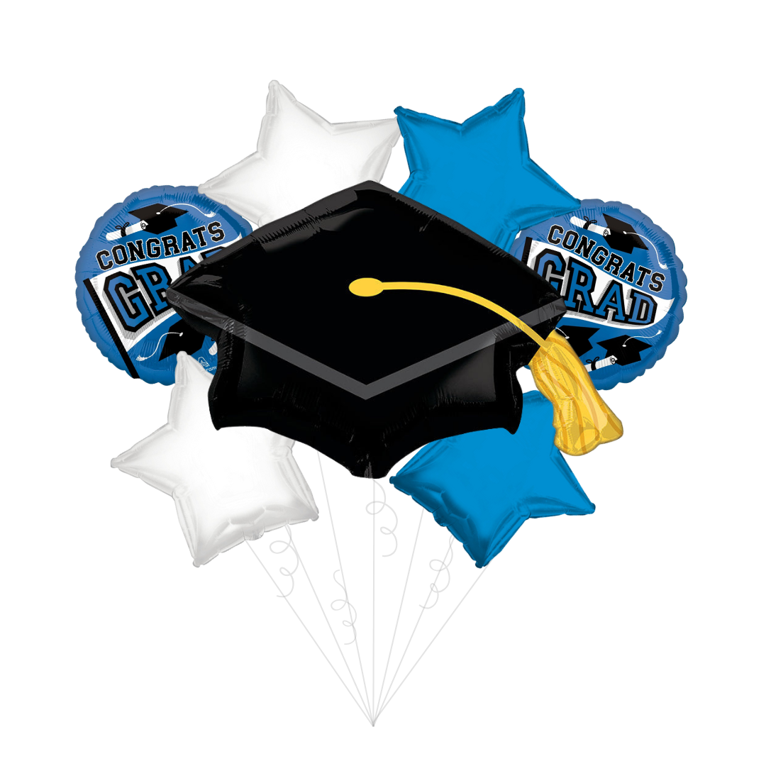 Blue "Congrats Grad" Foil Balloon Bundle
