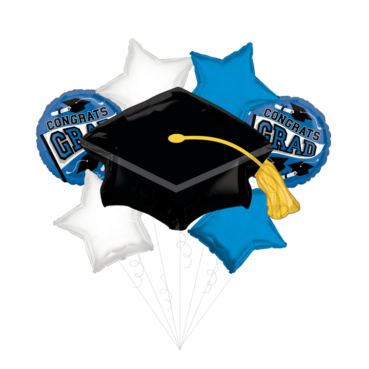 Blue "Congrats Grad" Foil Balloon Bundle