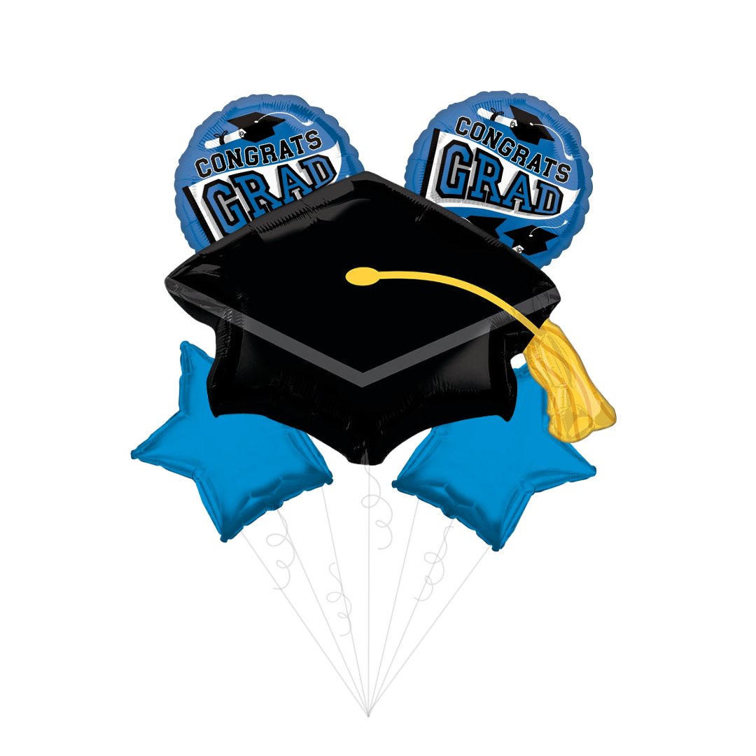 Blue "Congrats Grad" Foil Balloon Bundle