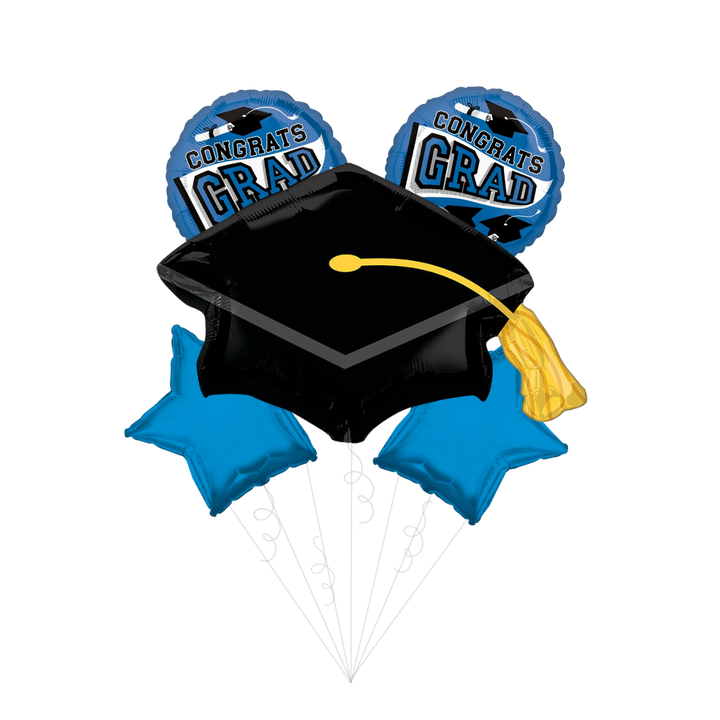 Blue "Congrats Grad" Foil Balloon Bundle