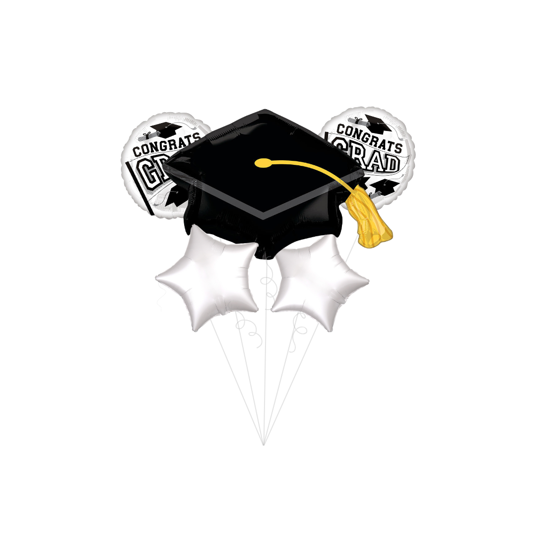 White "Congrats Grad" Foil Balloon Bundle