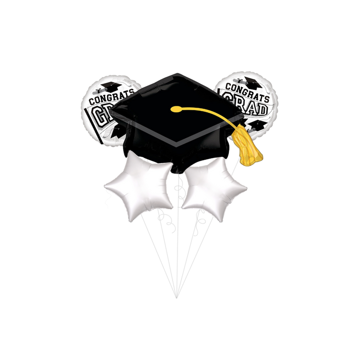White "Congrats Grad" Foil Balloon Bundle