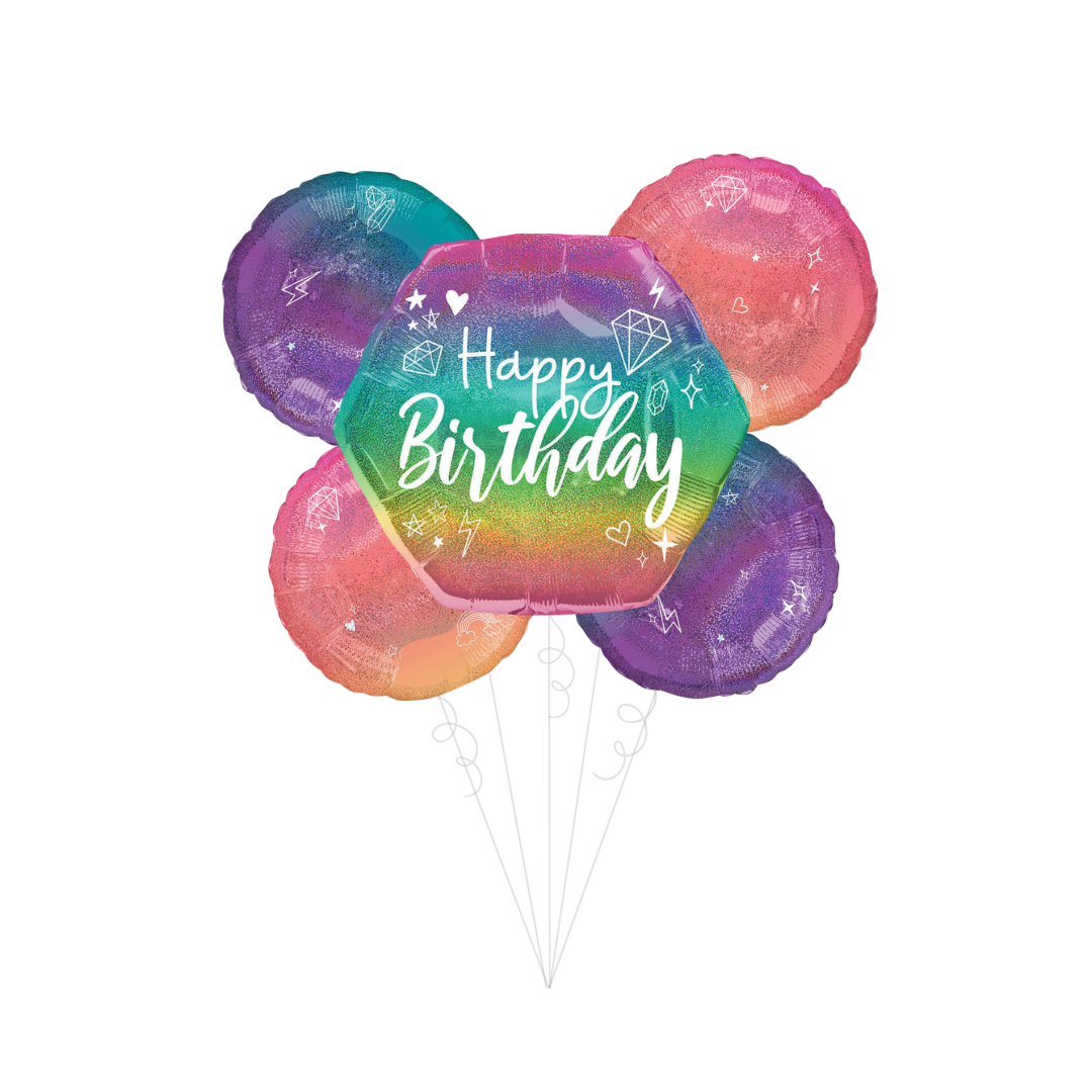 Ombre Sparkle Birthday Foil Balloon Bundle