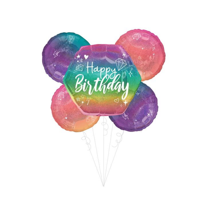 Ombre Sparkle Birthday Foil Balloon Bundle