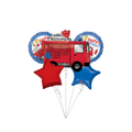 Red and blue firetruck balloon bouquet for birthday from Parte Haus party supply store in Bethesda Maryland