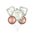 Rose gold floral balloon bouquet with bridal shower text for wedding from Parte Haus party supply store in Bethesda Maryland.