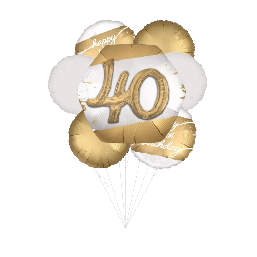Golden Age 40th Birthday Foil Balloon Bundle