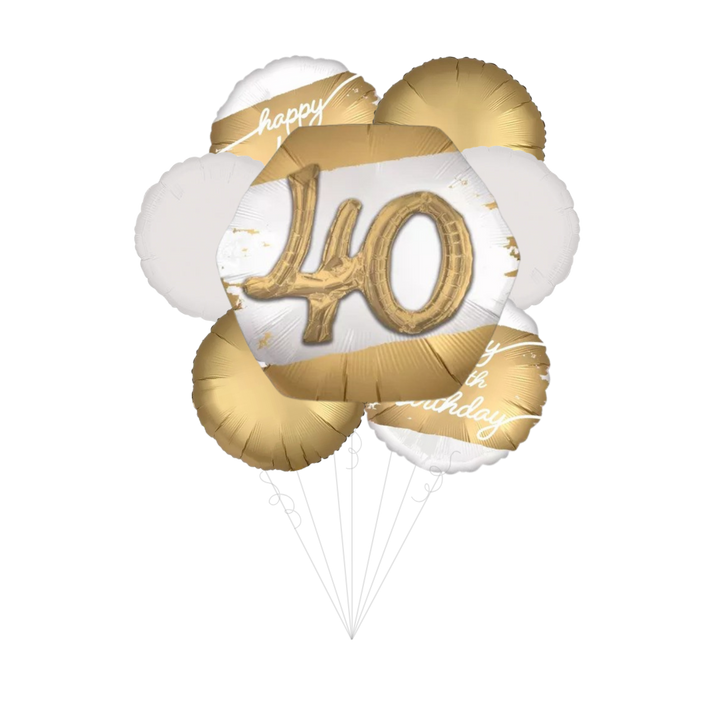 Golden Age 40th Birthday Foil Balloon Bundle