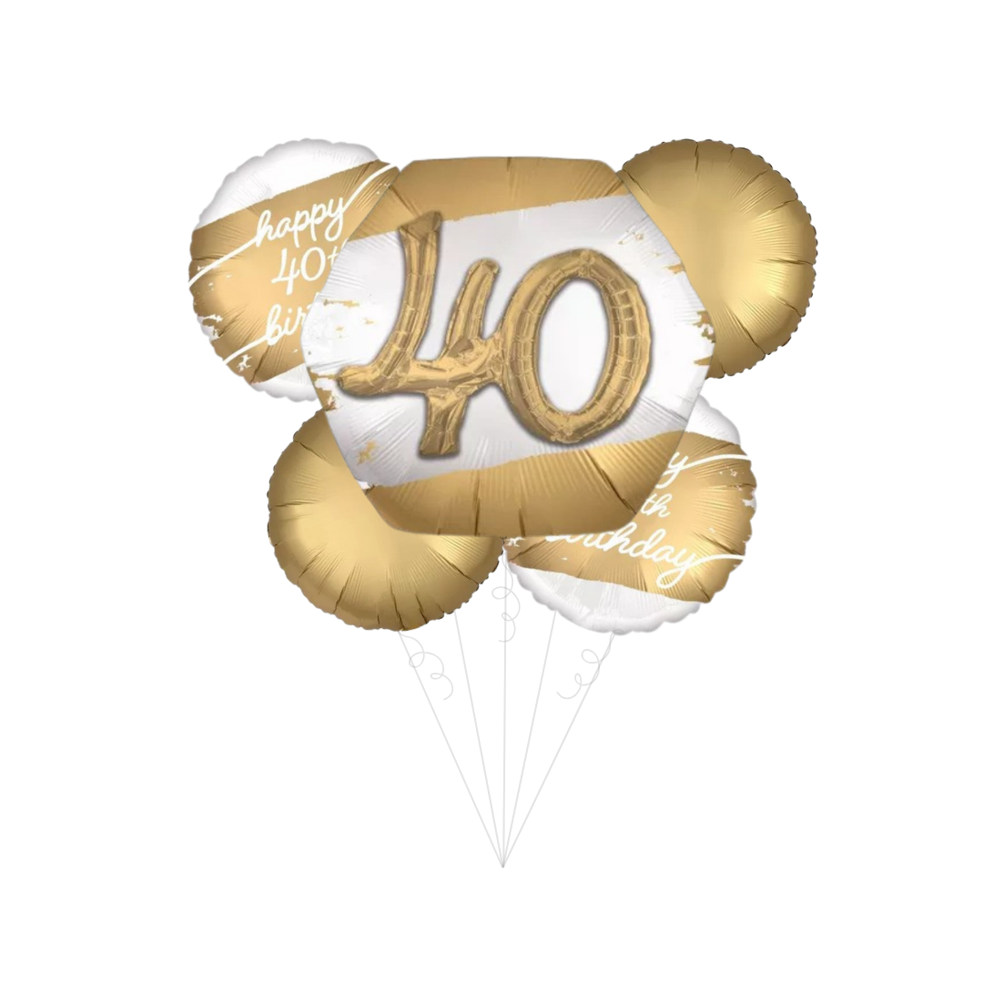 Golden Age 40th Birthday Foil Balloon Bundle