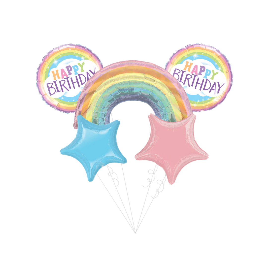 Iridescent Pastel Rainbow Foil Balloon Bundle