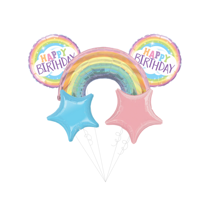 Iridescent Pastel Rainbow Foil Balloon Bundle