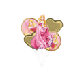 Pink and gold princess balloon bouquet with character art birthday theme from Parte Haus party supply store in Bethesda MD
