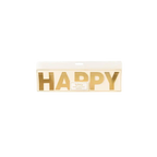 Gold happy birthday banner with bold letters birthday theme from Parte Haus party supply store in Bethesda MD