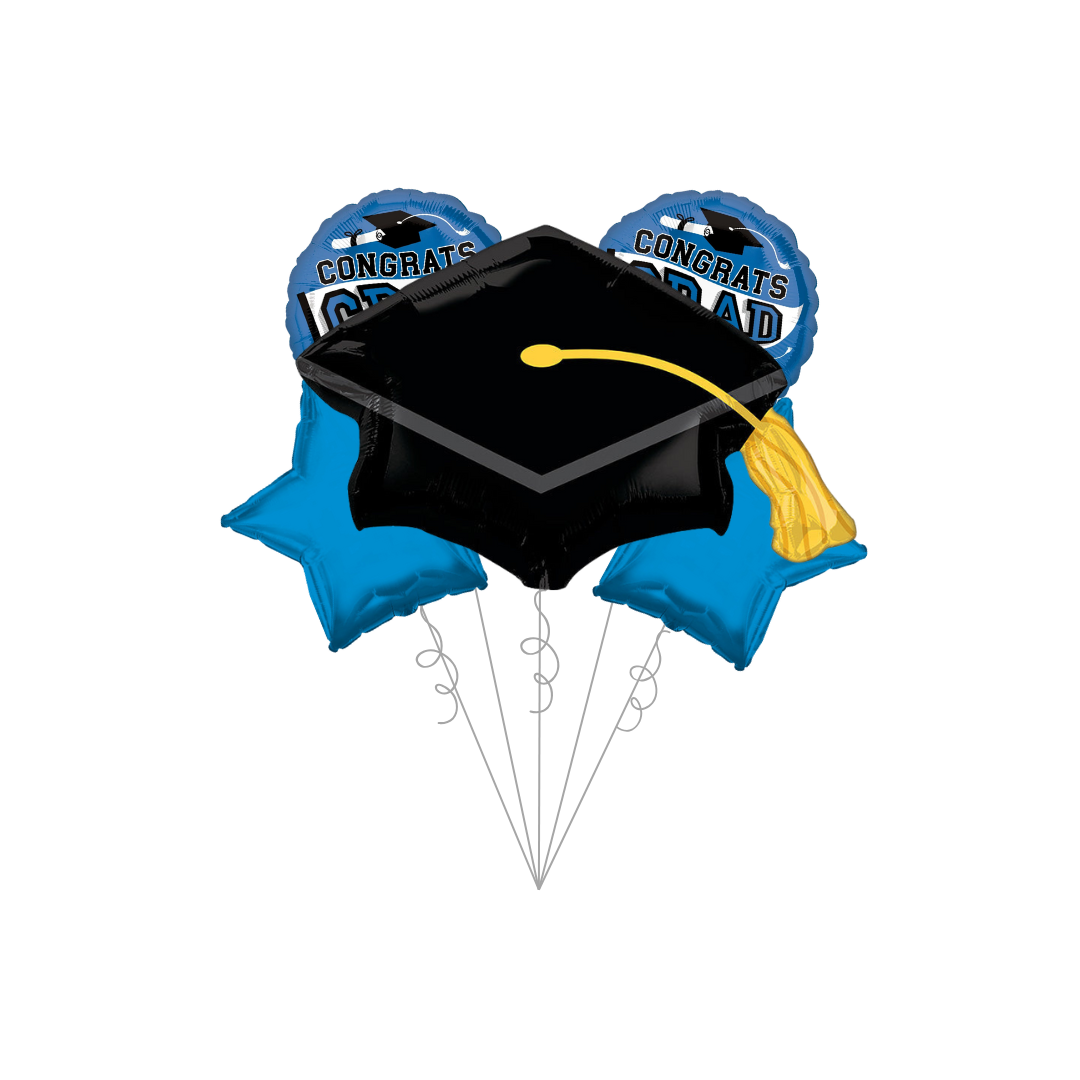 Blue "Congrats Grad" Basic  Balloon Bundle