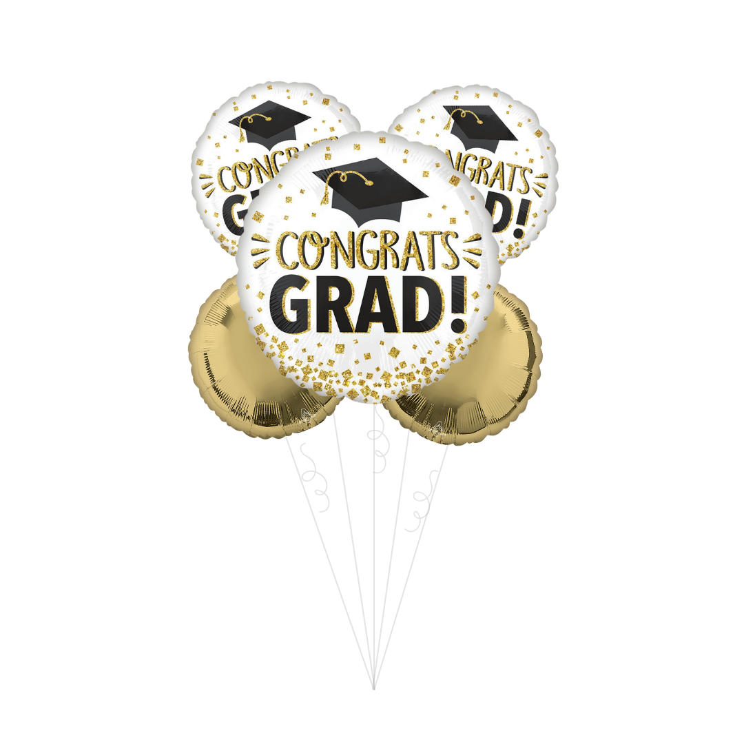 Gold Glitter Congrats Grad Foil Balloon Bundle