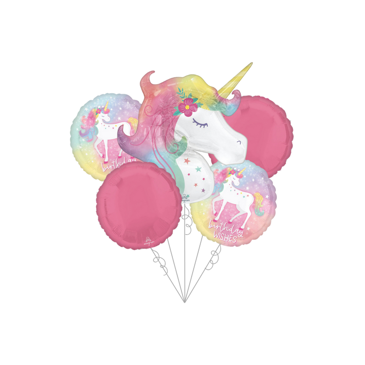Premium Enchanted Unicorn Foil Balloon Bundle with Balloon Weight