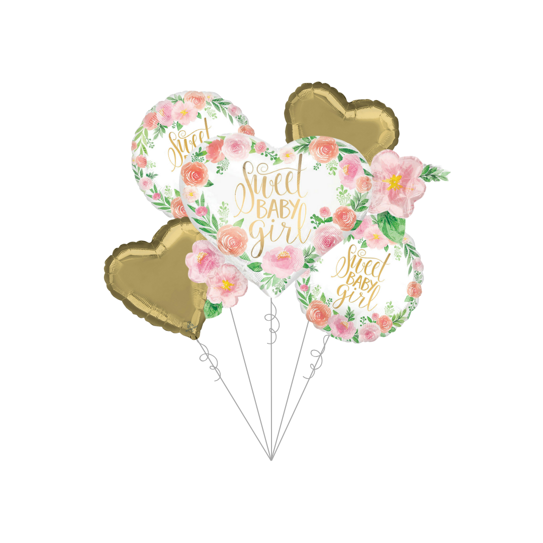 Floral Sweet Baby Girl Baby Shower Basic Balloon Bundle
