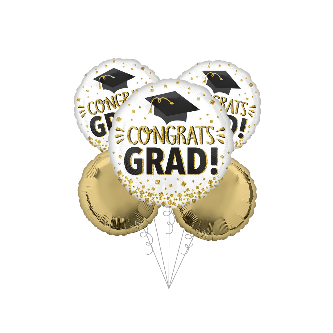 Gold Glitter Congrats Grad Basic Balloon Bundle