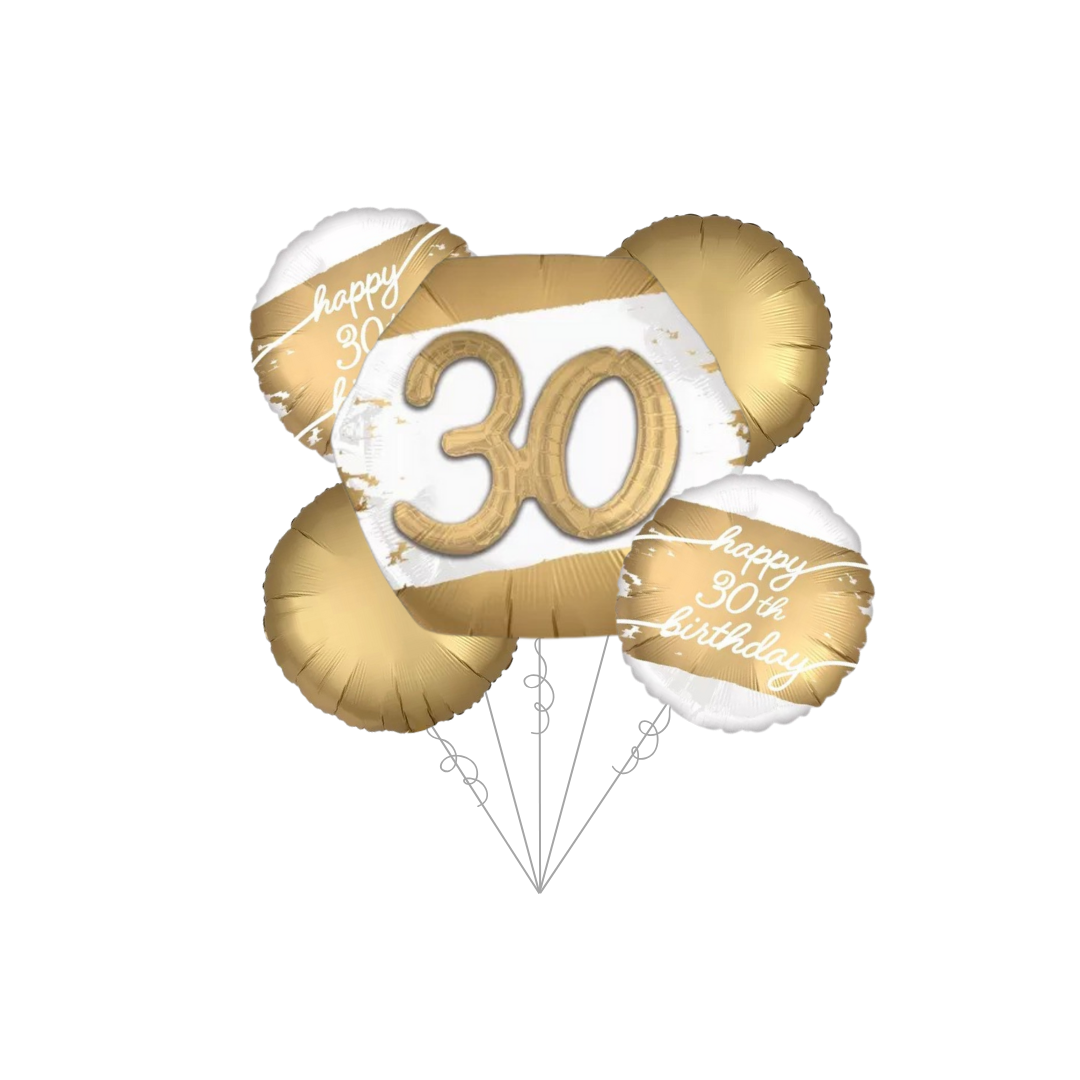 Golden Age 30th Birthday Basic  Balloon Bundle