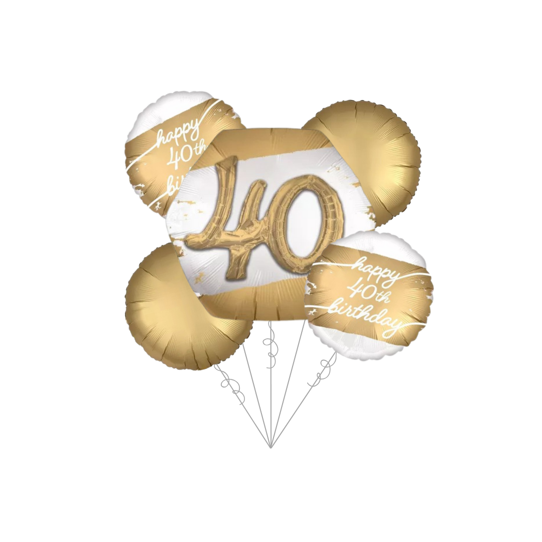 Golden Age 40th Birthday Basic Balloon Bundle