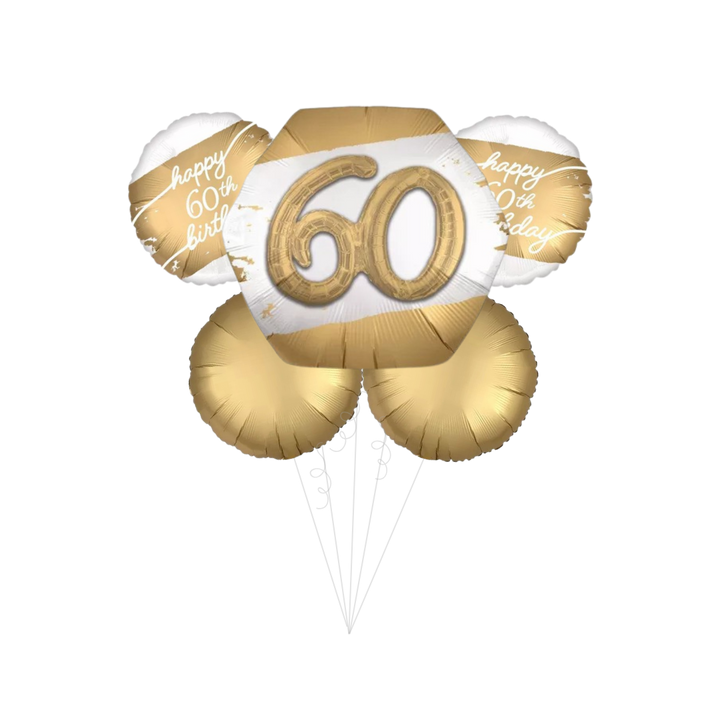 Golden Age 60th Happy Birthday Foil Balloon Bundle
