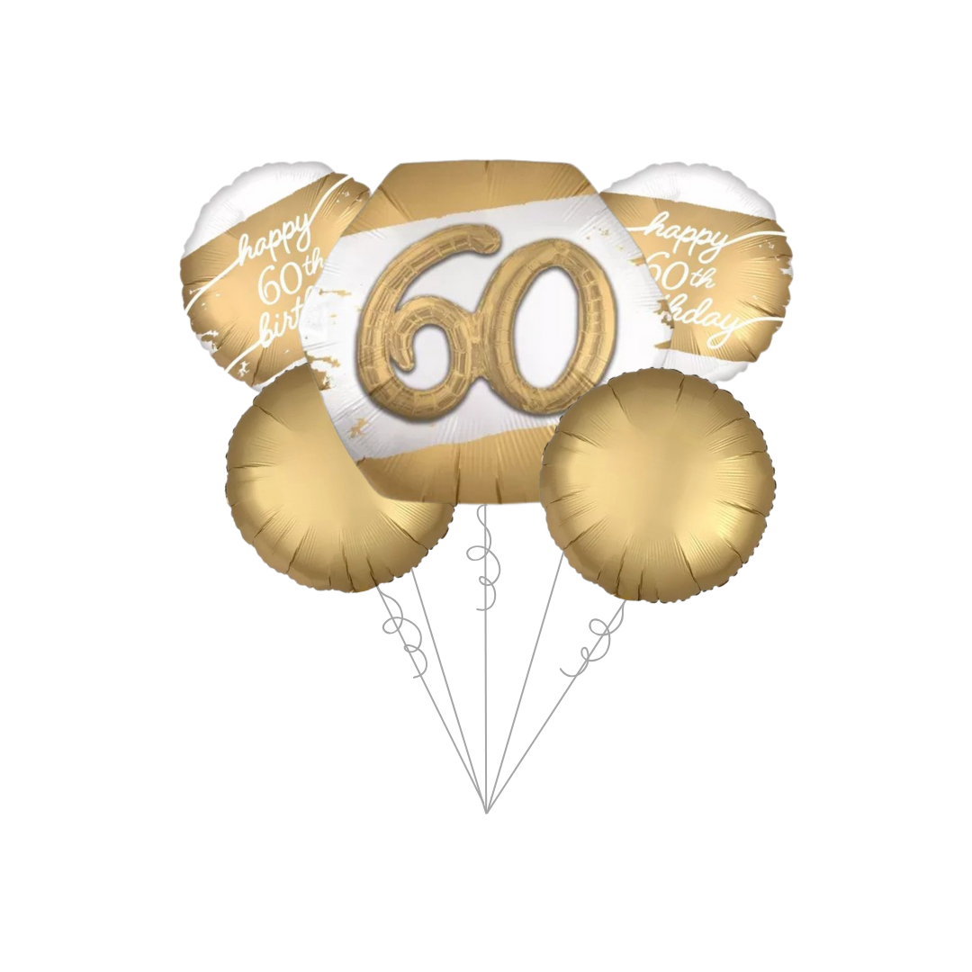 Golden Age 60th Birthday Basic Balloon Bundle