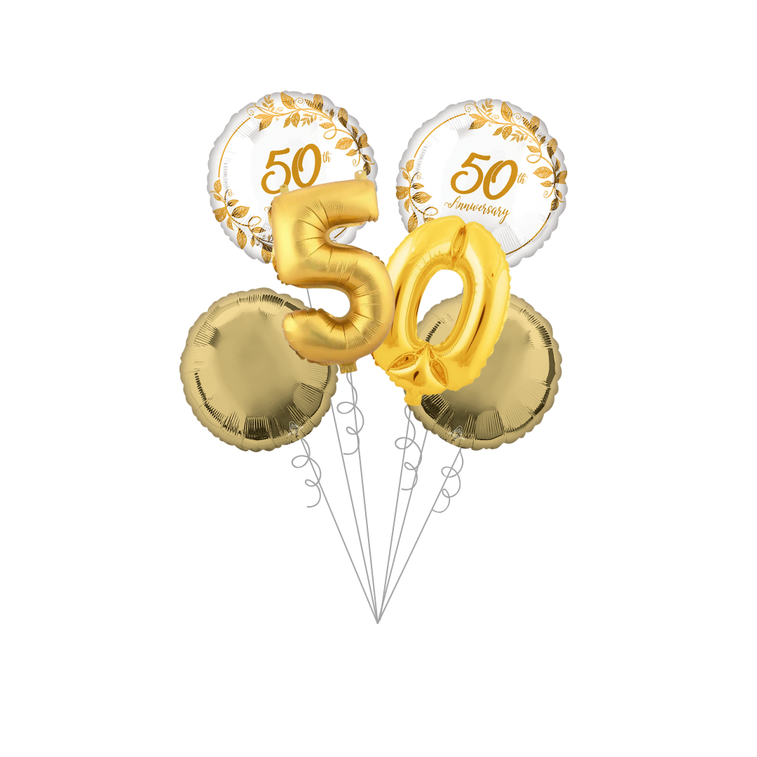 50th Anniversary Foil Balloon Bundle