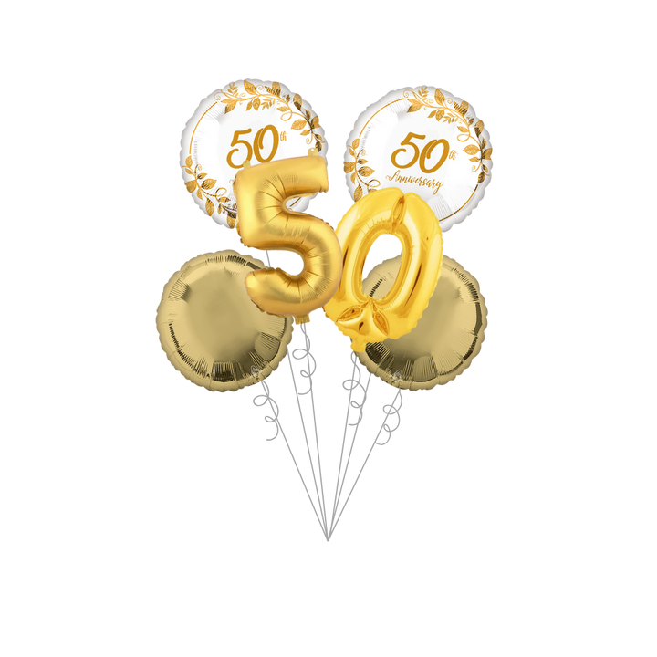 50th Anniversary Foil Balloon Bundle