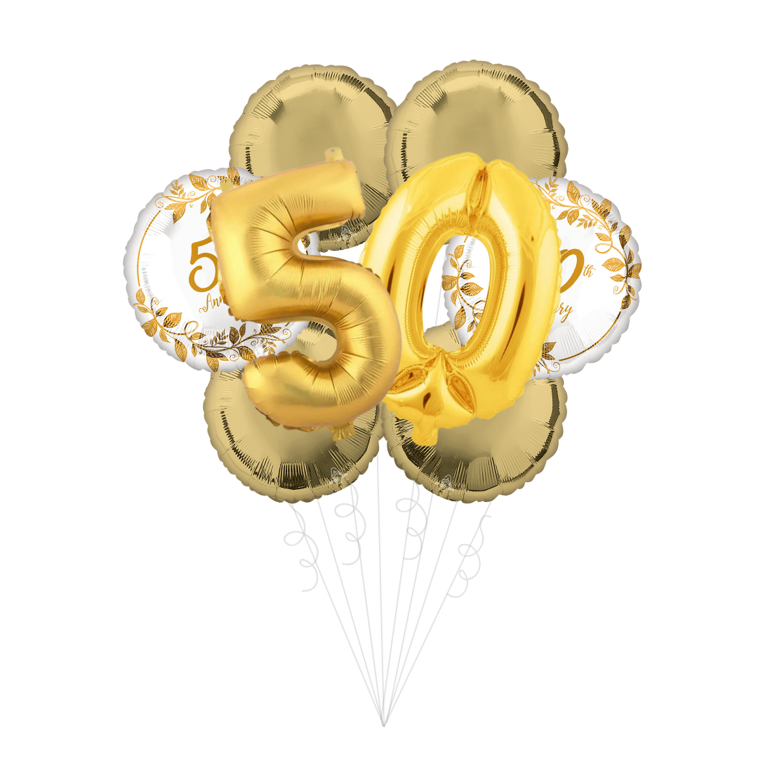50th Anniversary Foil Balloon Bundle