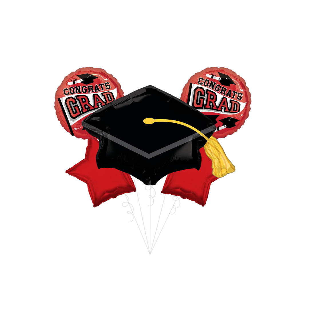 Red "Congrats Grad" Foil Balloon Bundle