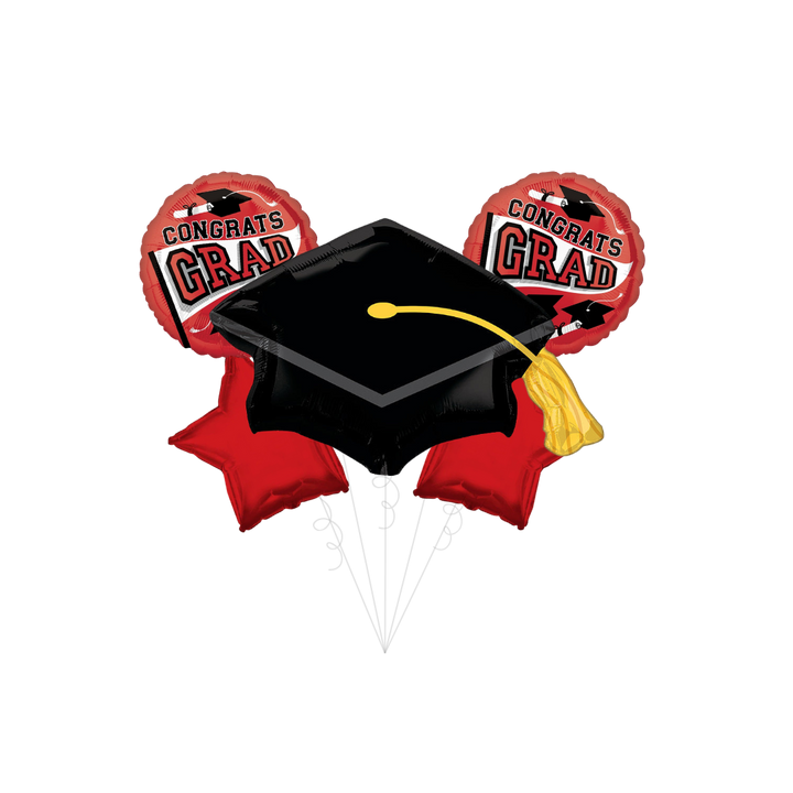 Red "Congrats Grad" Foil Balloon Bundle