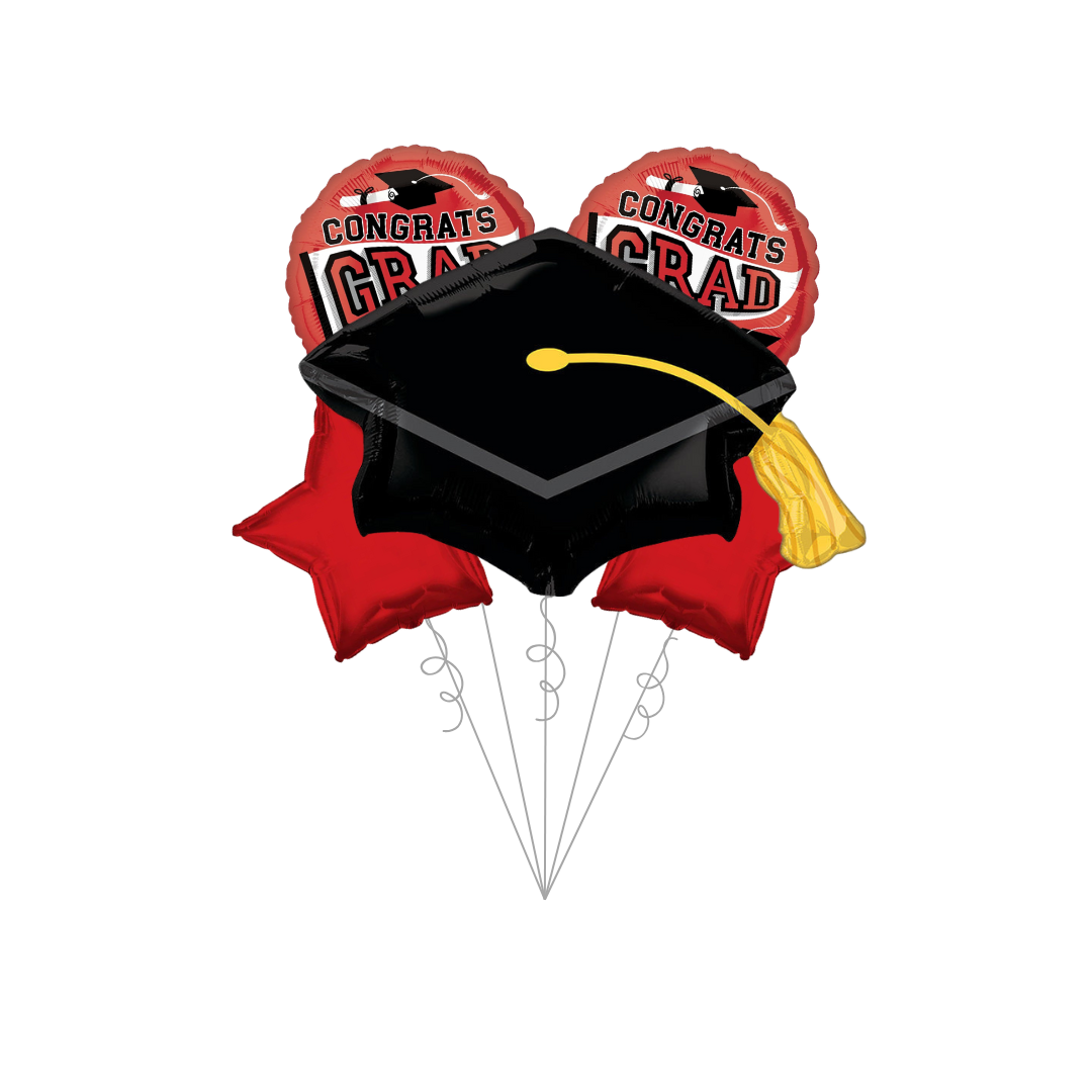 Red "Congrats Grad" Basic Balloon Bundle